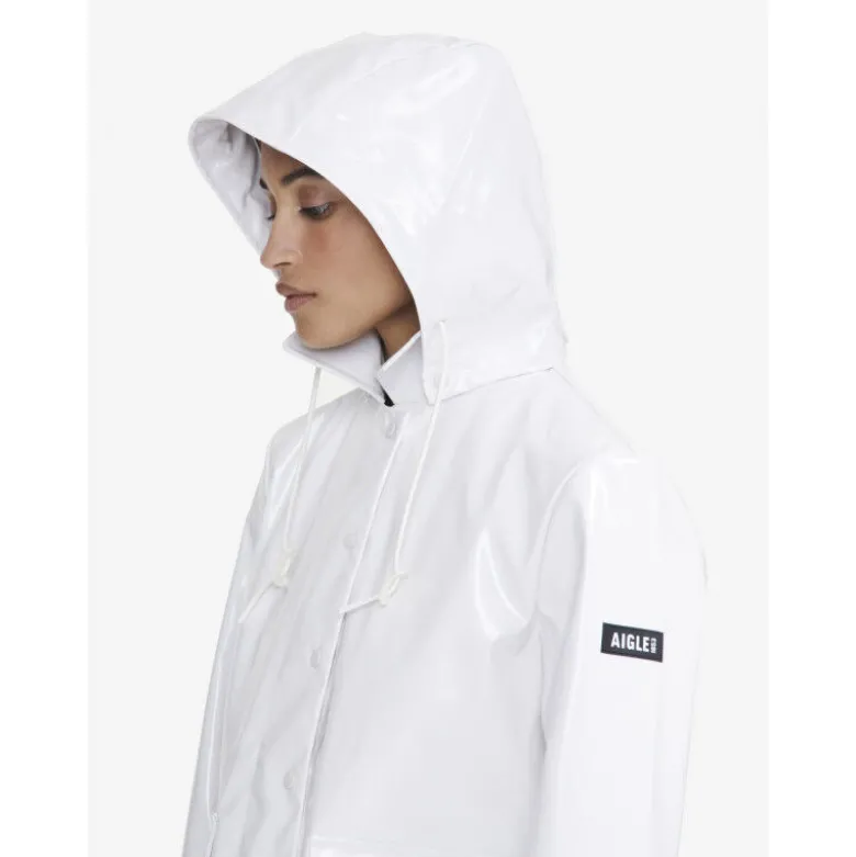 AigleCiré mi-long à capuche amovible - Veste imperméable femme