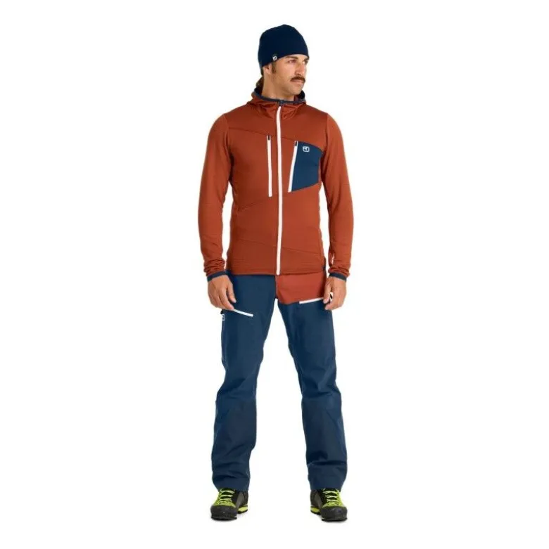 OrtovoxFleece Grid Hoody - Polaire en laine mérinos homme