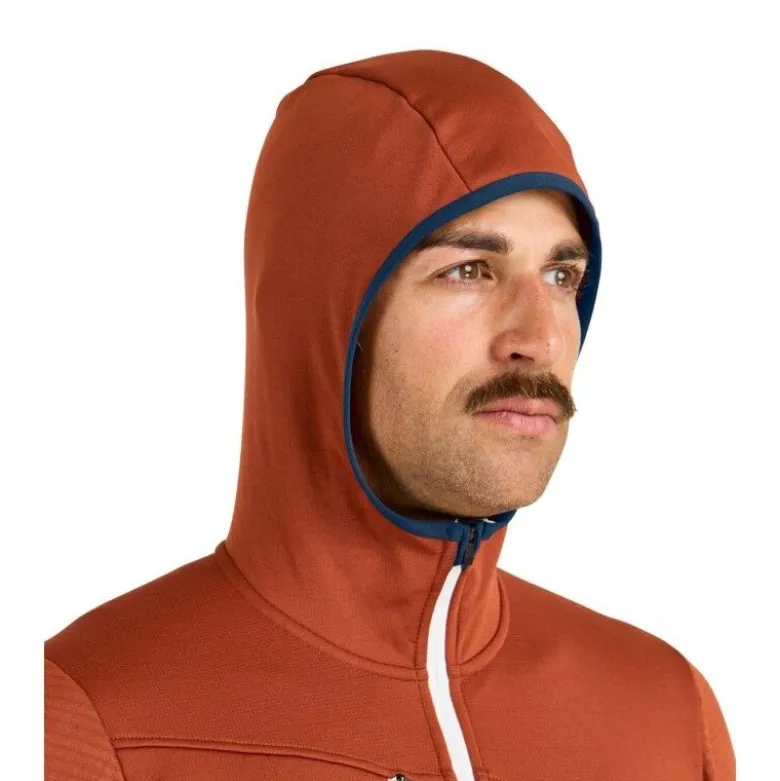 OrtovoxFleece Grid Hoody - Polaire en laine mérinos homme