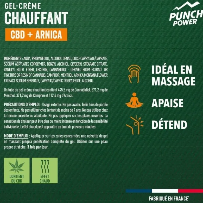 Punch PowerGel-Creme Chauffant CBD + Arnica Tube